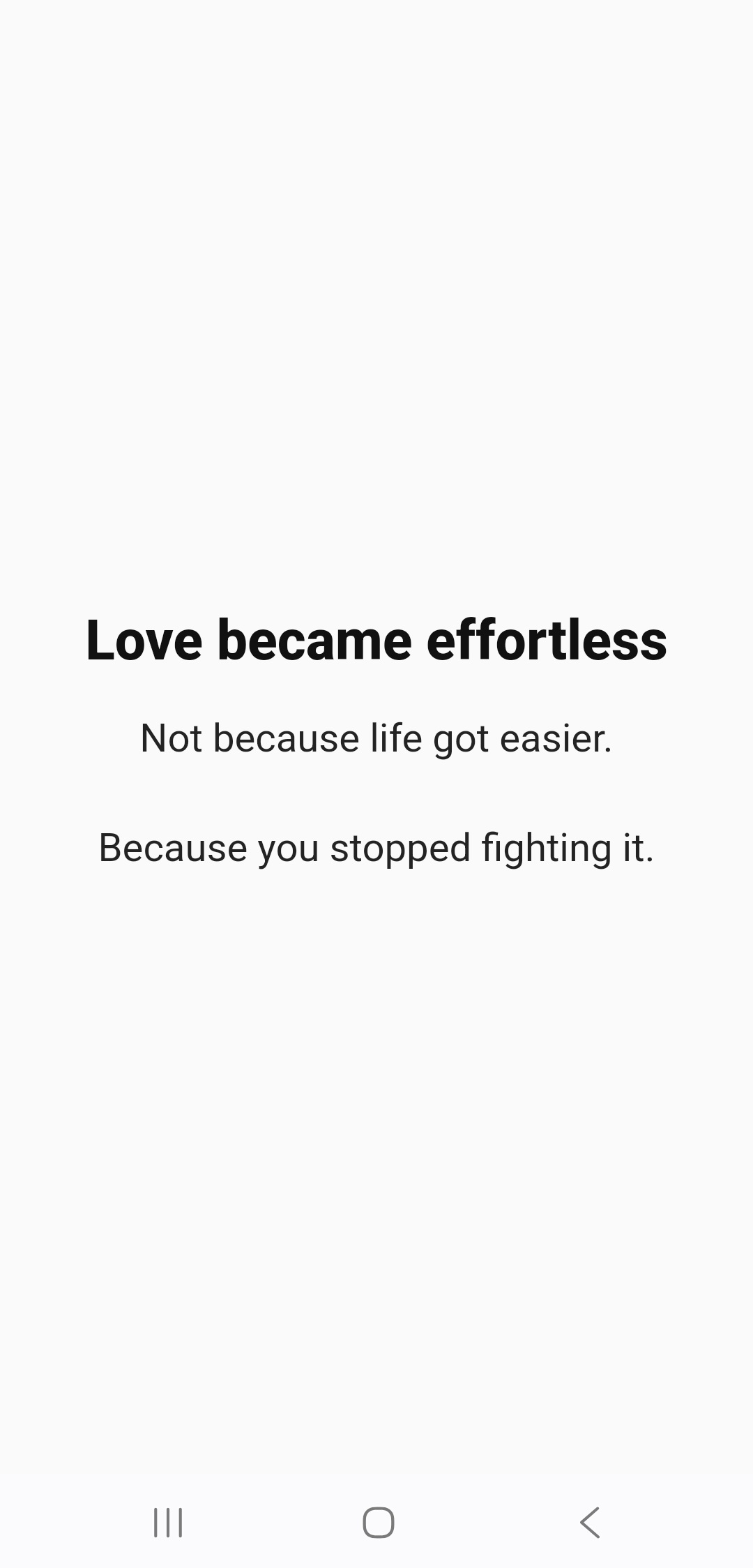 Minimal affirmation screen in the BIQOMI app